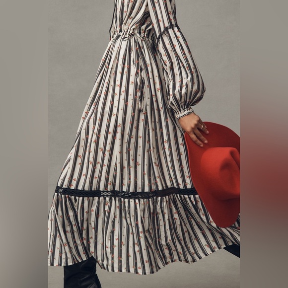 Anthropologie Black and White Striped Maxi Dress - Picture 3 of 12